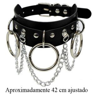 Collar Punk con aros cadenas y remaches